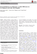 Cover page: Prosocial Behavior in Adolescence: Gender Differences in Development and Links with Empathy