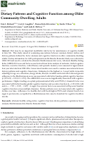 Cover page: Dietary Patterns and Cognitive Function among Older Community-Dwelling Adults.