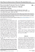 Cover page: Recommended Protected Time for Pediatric Fellowship Program Directors: A Needs Assessment Survey