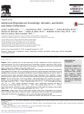 Cover page: Adolescent Reproductive Knowledge, Attitudes, and Beliefs and Future Fatherhood