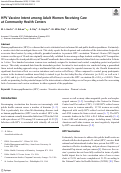 Cover page: HPV Vaccine Intent among Adult Women Receiving Care at Community Health Centers