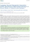 Cover page: Cerebellar Directed Optogenetic Intervention Inhibits Spontaneous Hippocampal Seizures in a Mouse Model of Temporal Lobe Epilepsy.