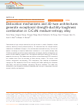 Cover page: Dislocation mechanisms and 3D twin architectures generate exceptional strength-ductility-toughness combination in CrCoNi medium-entropy alloy