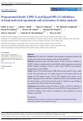 Cover page: Programmed death 1 (PD‐1) and ligand (PD‐L1) inhibitors in head and neck squamous cell carcinoma: A meta‐analysis