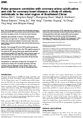 Cover page: Pulse pressure correlates with coronary artery calcification and risk for coronary heart disease: a study of elderly individuals in the rural region of Southwest China