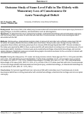 Cover page: Outcome Study of Same-Level Falls in The Elderly with Momentary Loss of Consciousness Or Acute Neurological Deficit