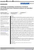 Cover page: Challenges of methadone maintenance treatment decentralisation from Vietnamese primary care providers' perspectives