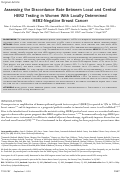 Cover page: Assessing the discordance rate between local and central HER2 testing in women with locally determined HER2‐negative breast cancer