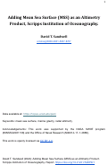 Cover page of Adding Mean Sea Surface (MSS) as an Altimetry Product