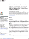 Cover page: Short-term effectiveness of a community health worker intervention for HIV-infected pregnant women in Tanzania to improve treatment adherence and retention in care: A cluster-randomized trial