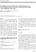 Cover page: Development of physical and mental health summary scores from the patient-reported outcomes measurement information system (PROMIS) global items