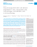 Cover page: Induced pluripotent stem cell-derived engineered T cells, natural killer cells, macrophages, and dendritic cells in immunotherapy