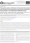 Cover page: Plasma Biomarkers of Alzheimers Disease Are Associated with Physical Functioning Outcomes Among Cognitively Normal Adults in the Multiethnic HABS-HD Cohort.