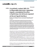 Cover page: A synthetic coolant (WS-23) in disposable electronic cigarettes impairs cytoskeletal function in EpiAirway microtissues exposed at the air liquid interface