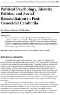 Cover page: Political Psychology, Identity Politics, and Social Reconciliation in Post-Genocidal Cambodia