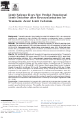 Cover page: Limb Salvage Does Not Predict Functional Limb Outcome after Revascularization for Traumatic Acute Limb Ischemia