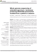 Cover page: Whole genome sequencing of extended-spectrum β-lactamase producing Klebsiella pneumoniae isolated from a patient in Lebanon