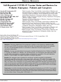 Cover page: Self-Reported COVID-19 Vaccine Status and Barriers for Pediatric Emergency Patients and Caregivers