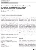 Cover page: Immunohistochemical localization and mRNA expression of aquaporins in the macula utriculi of patients with Meniere’s disease and acoustic neuroma