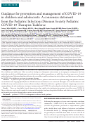 Cover page: Guidance for prevention and management of COVID-19 in children and adolescents: A consensus statement from the Pediatric Infectious Diseases Society Pediatric COVID-19 Therapies Taskforce.