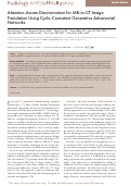 Cover page: Attention-Aware Discrimination for MR-to-CT Image Translation Using Cycle-Consistent Generative Adversarial Networks.