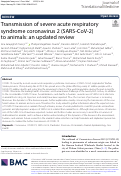 Cover page: Transmission of severe acute respiratory syndrome coronavirus 2 (SARS-CoV-2) to animals: an updated review.