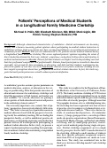 Cover page: Patients' perceptions of medical students in a longitudinal family medicine clerkship.