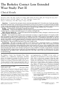 Cover page: The Berkeley Contact Lens Extended Wear Study: Part II Clinical results11The authors have no proprietary interests in this article.