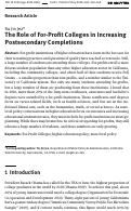 Cover page: The Role of For-Profit Colleges in Increasing Postsecondary Completions