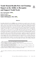 Cover page: Youth Mental Health First Aid Training: Impact on the Ability to Recognize and Support Youth Needs.