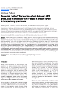 Cover page: Does size matter? Comparison study between MRI, gross, and microscopic tumor sizes in breast cancer in lumpectomy specimens