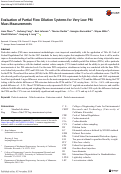 Cover page: Evaluation of Partial Flow Dilution Systems for Very Low PM Mass Measurements