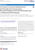 Cover page: Correction: Common Data Elements for Disorders of Consciousness: Recommendations from the Working Group on Behavioral Phenotyping