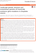 Cover page: Landscape genetic structure and evolutionary genetics of insecticide resistance gene mutations in Anopheles sinensis