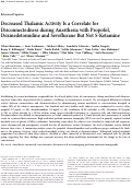 Cover page: Decreased Thalamic Activity Is a Correlate for Disconnectedness during Anesthesia with Propofol, Dexmedetomidine and Sevoflurane But Not S-Ketamine.