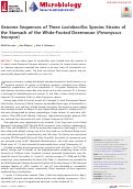 Cover page: Genome Sequences of Three Lactobacillus Species Strains of the Stomach of the White-Footed Deermouse (Peromyscus leucopus)