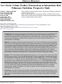 Cover page: Low Stroke Volume Predicts Deterioration in Intermediate-Risk Pulmonary Embolism: Prospective Study