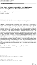 Cover page: Pilot Study to Gauge Acceptability of a Mindfulness-Based, Family-Focused Preventive Intervention