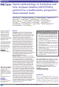 Cover page: Sepsis epidemiology in Australian and New Zealand children (SENTINEL): protocol for a multicountry prospective observational study.