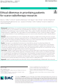 Cover page: Ethical dilemmas in prioritizing patients for scarce radiotherapy resources