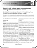 Cover page: Disparity in public funding of therapies for metastatic castrate-resistant prostate cancer across Canadian provinces