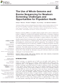 Cover page: The Use of Whole Genome and Exome Sequencing for Newborn Screening: Challenges and Opportunities for Population Health