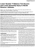 Cover page: Lower Quarter Y-Balance Test Scores and Lower Extremity Injury in NCAA Division I Athletes