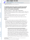 Cover page: A longitudinal study of how womens prenatal and postnatal concerns related to the COVID-19 pandemic predicts their infants social-emotional development.