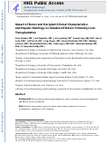 Cover page: Impact of Donor and Recipient Clinical Characteristics and Hepatic Histology on Steatosis/Fibrosis Following Liver Transplantation