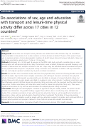 Cover page: Do associations of sex, age and education with transport and leisure-time physical activity differ across 17 cities in 12 countries?