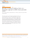 Cover page: Blockade of leukemia inhibitory factor as a therapeutic approach to KRAS driven pancreatic cancer