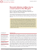 Cover page: Neonatal diabetes mellitus due to a novel variant in the INS gene