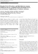 Cover page: Hepatitis B Sero-Prevalence and Risk Behaviors Among Immigrant Men in a Population-Based Household Survey in Low-Income Neighborhoods of Northern California