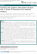 Cover page: Coaching and guidance with patient decision aids: A review of theoretical and empirical evidence